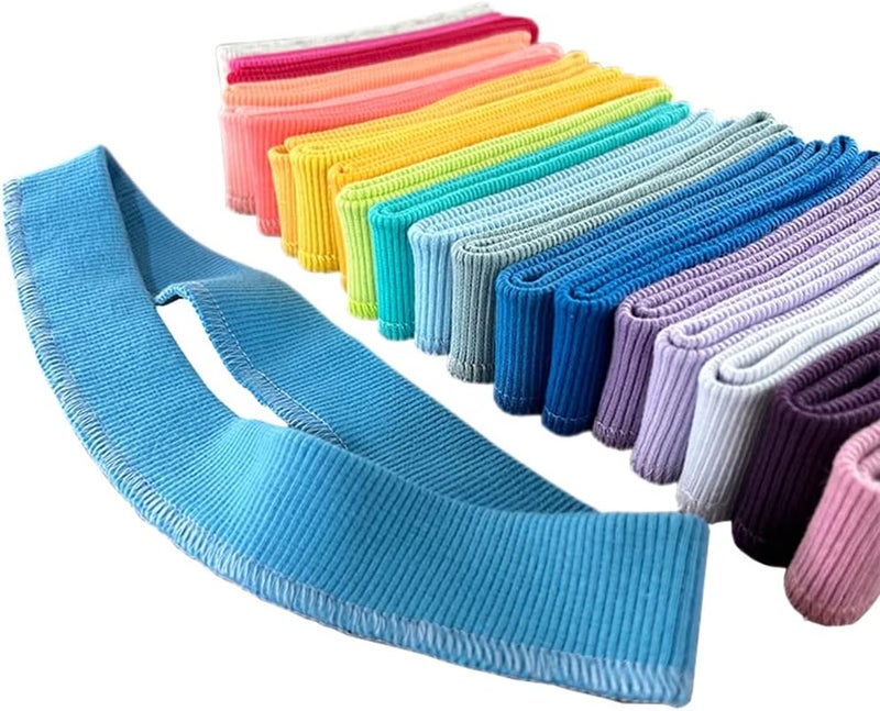 GNSN Cotton Stretch Rib Knit Collar Trim Fabric for Sweatshirt DIY Sewing (Green 30#,2 Strips) - Image 1